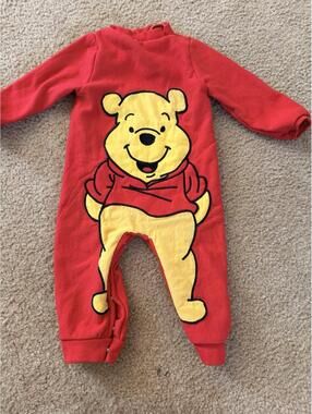 Upcycled Winnie The Pooh Walking Custom Embroidered Romper 18m